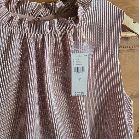 Anthropologie Estelle Dress Blush Pink Tiered Bridesmaid Pastel Metallic NWT S - Picture 3 of 7